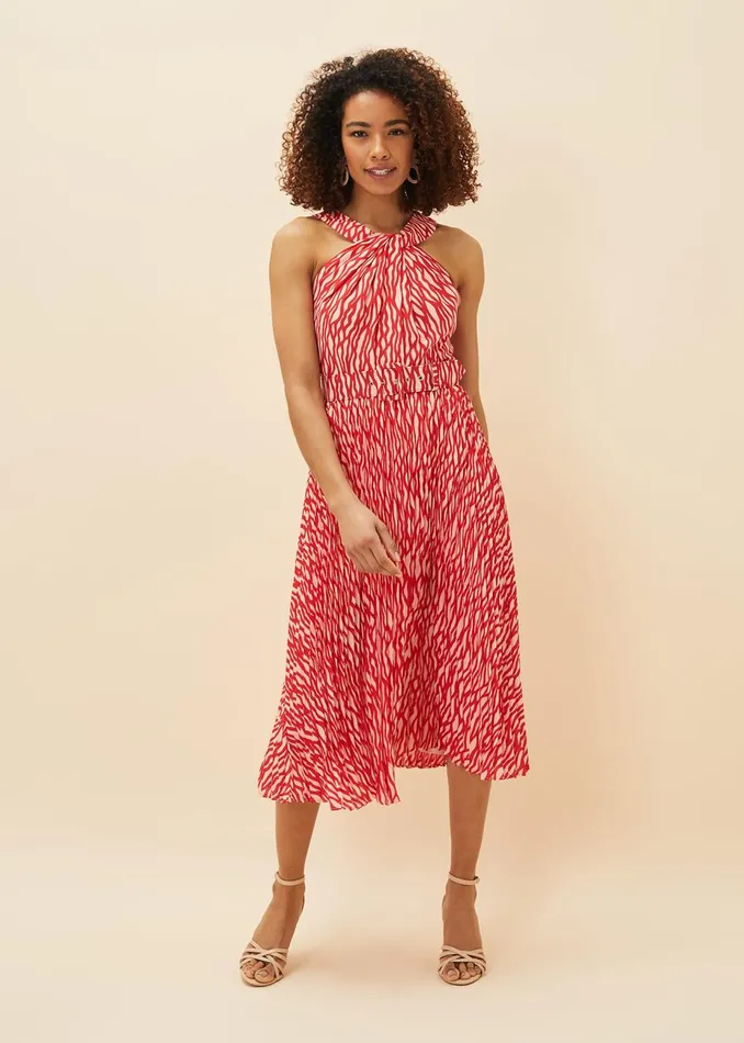 Women Phase Eight Occasion Dresses Yas Abstract Print Halterneck Dress Rednude