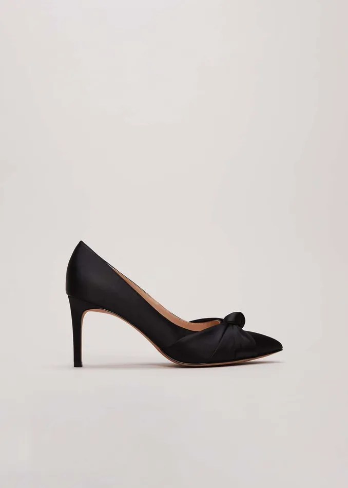 Women Phase Eight Occasion Shoes Black Satin Court Heels Black
