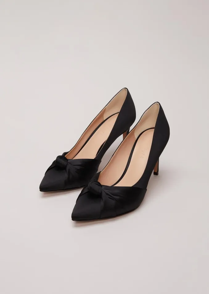 Women Phase Eight Occasion Shoes Black Satin Court Heels Black