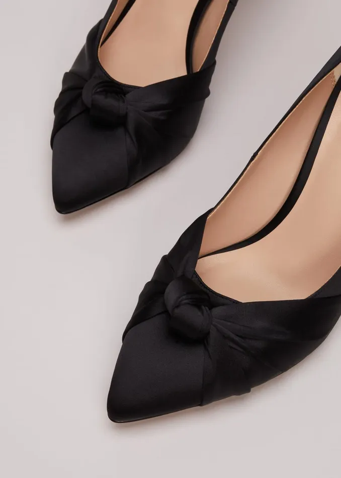 Women Phase Eight Occasion Shoes Black Satin Court Heels Black