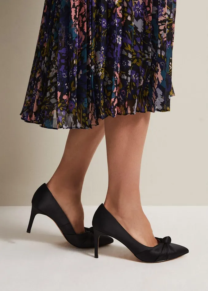 Women Phase Eight Occasion Shoes Black Satin Court Heels Black