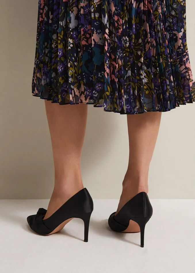 Women Phase Eight Occasion Shoes Black Satin Court Heels Black