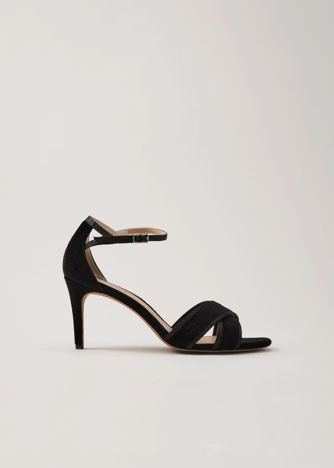 Women Phase Eight Occasion Shoes Black Velvet Open Toe Heels Black