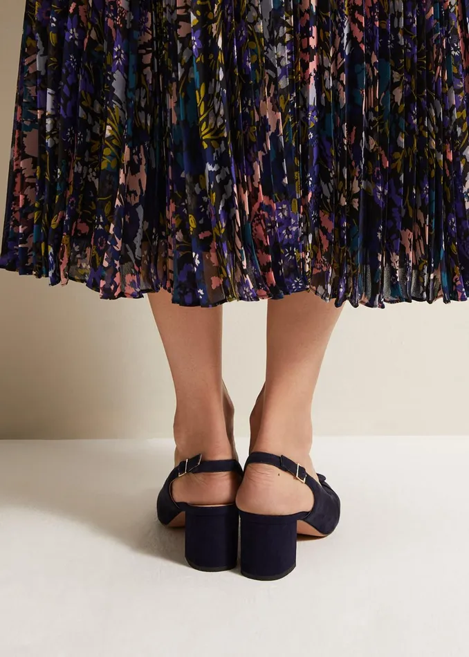 Women Phase Eight Occasion Shoes Blue Suede Slingback Heels Navy