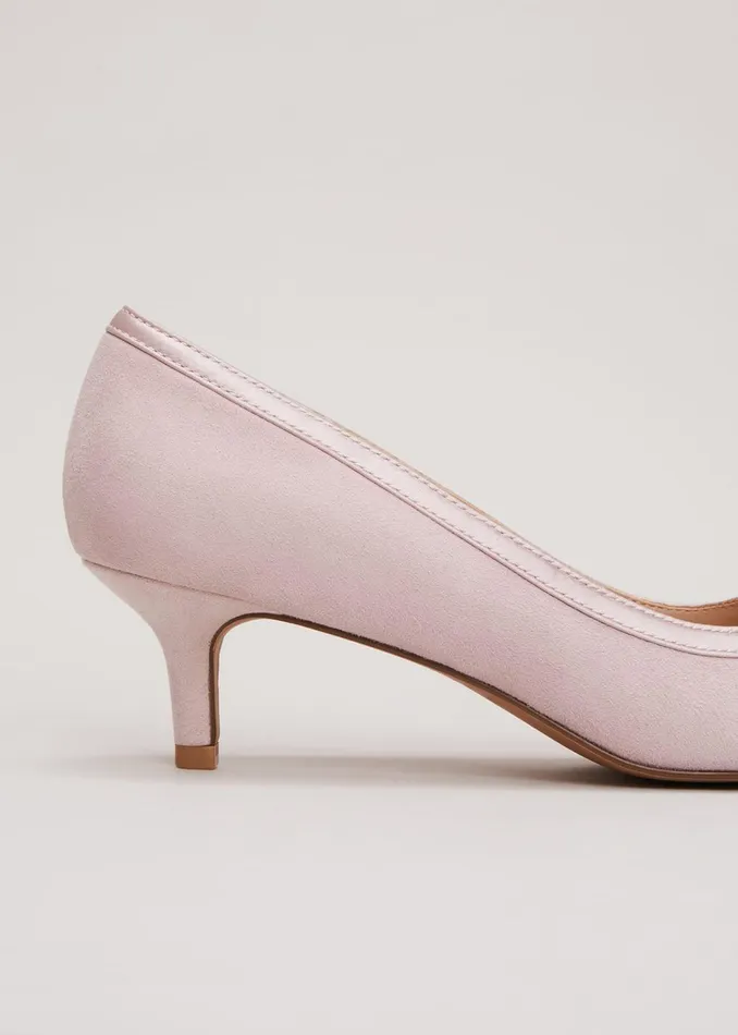Women Phase Eight Occasion Shoes Bow Kitten Heel Shoes Pale Pink