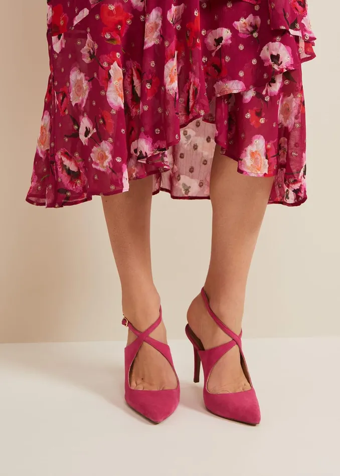 Women Phase Eight Occasion Shoes Cross Over Ankle Shoes Pink