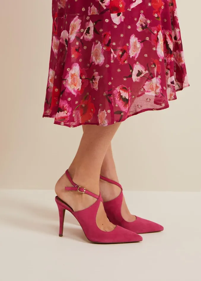 Women Phase Eight Occasion Shoes Cross Over Ankle Shoes Pink