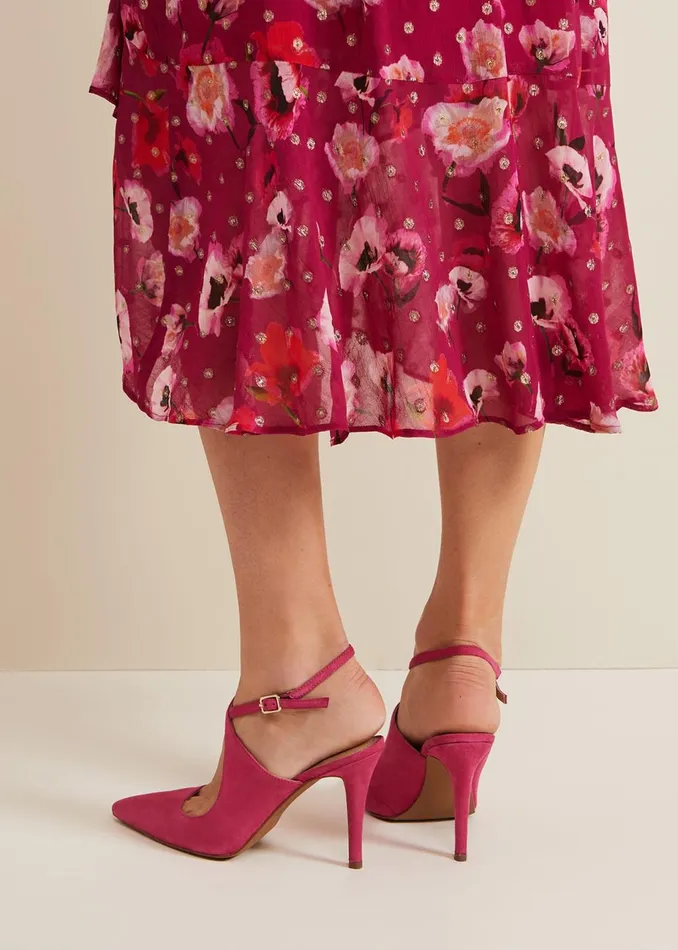 Women Phase Eight Occasion Shoes Cross Over Ankle Shoes Pink