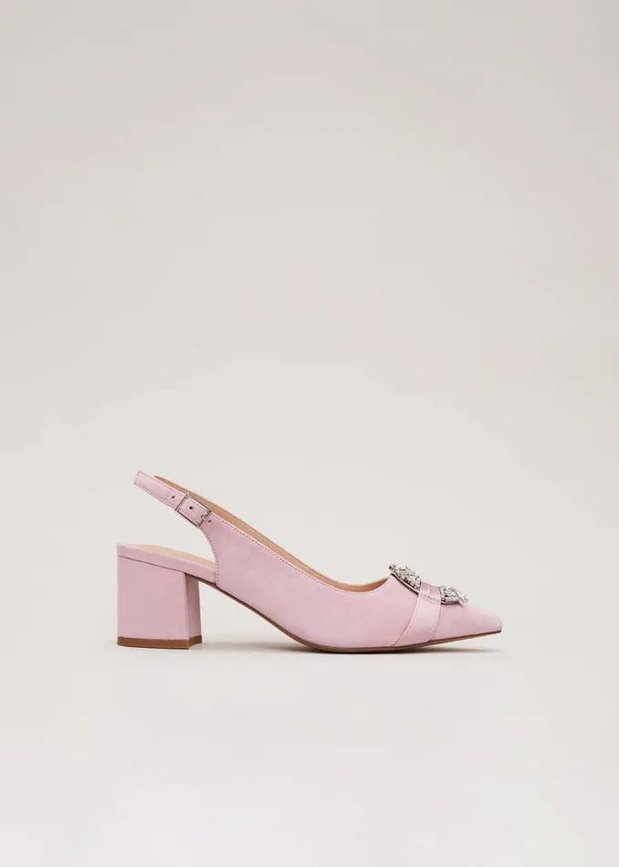 Women Phase Eight Occasion Shoes Embellished Block Heel Shoes Pink