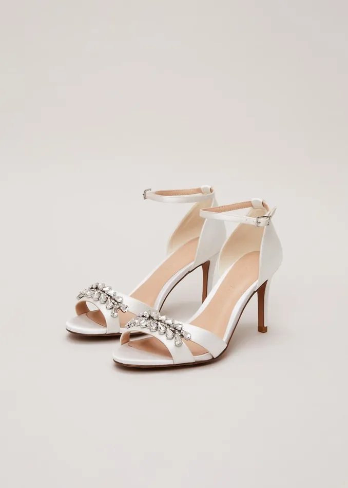 Women Phase Eight Occasion Shoes Embellished Sandals Ivory