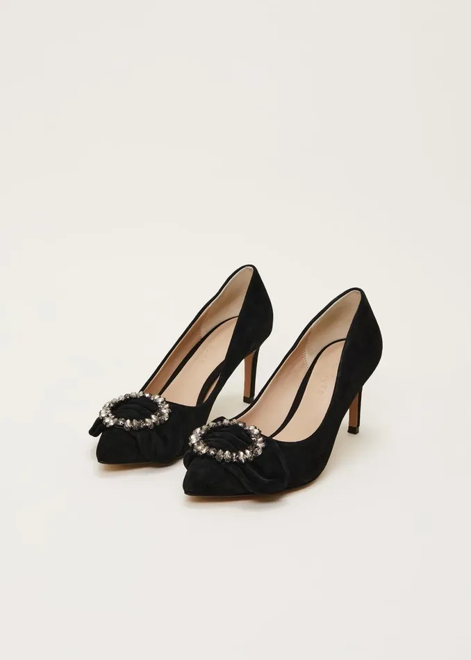 Women Phase Eight Occasion Shoes Jewel Front Bow Court Shoe Black
