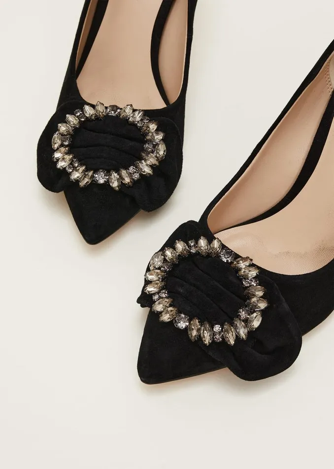 Women Phase Eight Occasion Shoes Jewel Front Bow Court Shoe Black