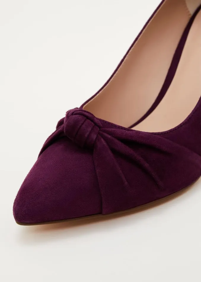 Women Phase Eight Occasion Shoes Knot Front Suede Court Shoe Plum