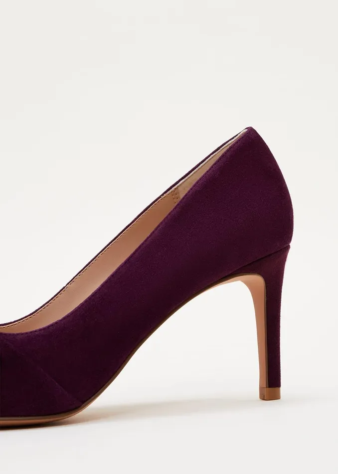 Women Phase Eight Occasion Shoes Knot Front Suede Court Shoe Plum