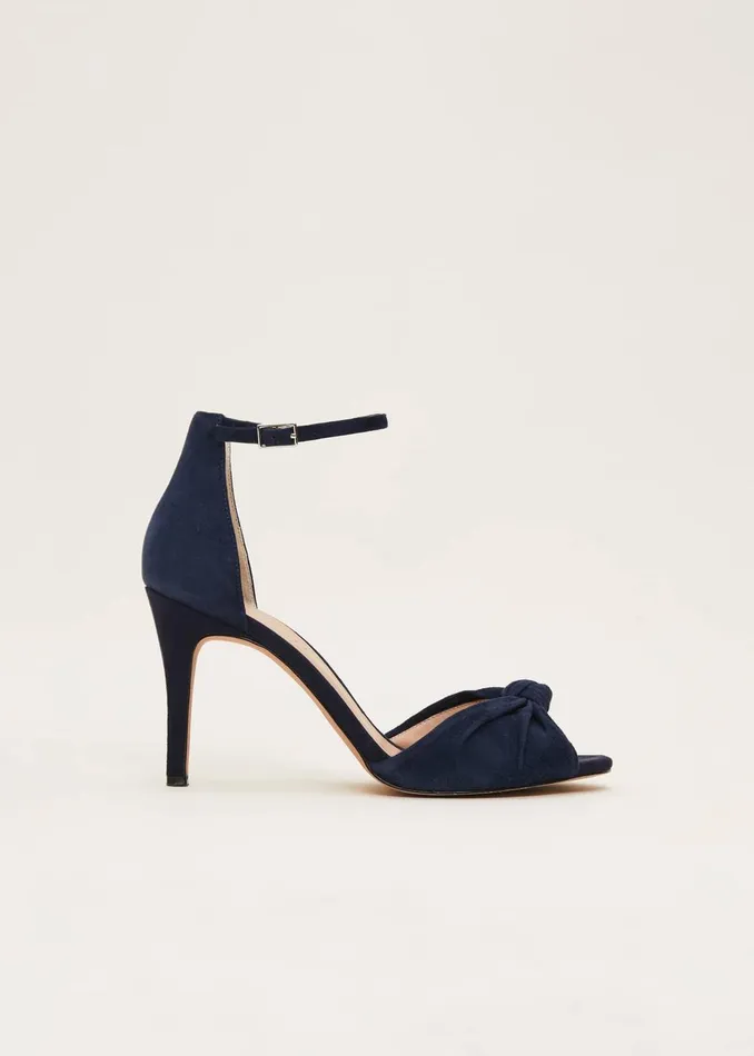 Women Phase Eight Occasion Shoes Navy Suede Open Toe Heels Navy