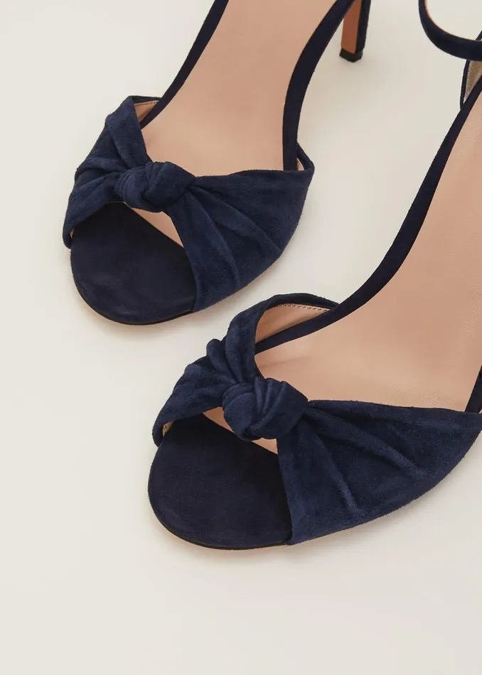 Women Phase Eight Occasion Shoes Navy Suede Open Toe Heels Navy