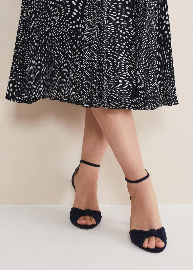 Women Phase Eight Occasion Shoes Navy Suede Open Toe Heels Navy