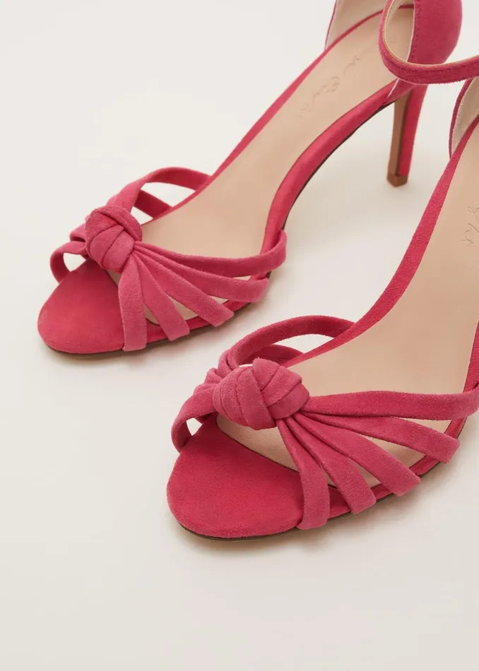Women Phase Eight Occasion Shoes Pink Suede Open Toe Heels Raspberry