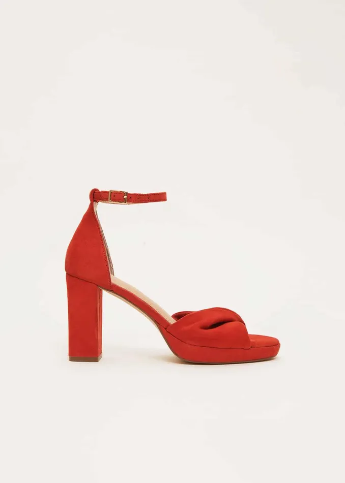Women Phase Eight Occasion Shoes Red Suede Open Toe Heels Red