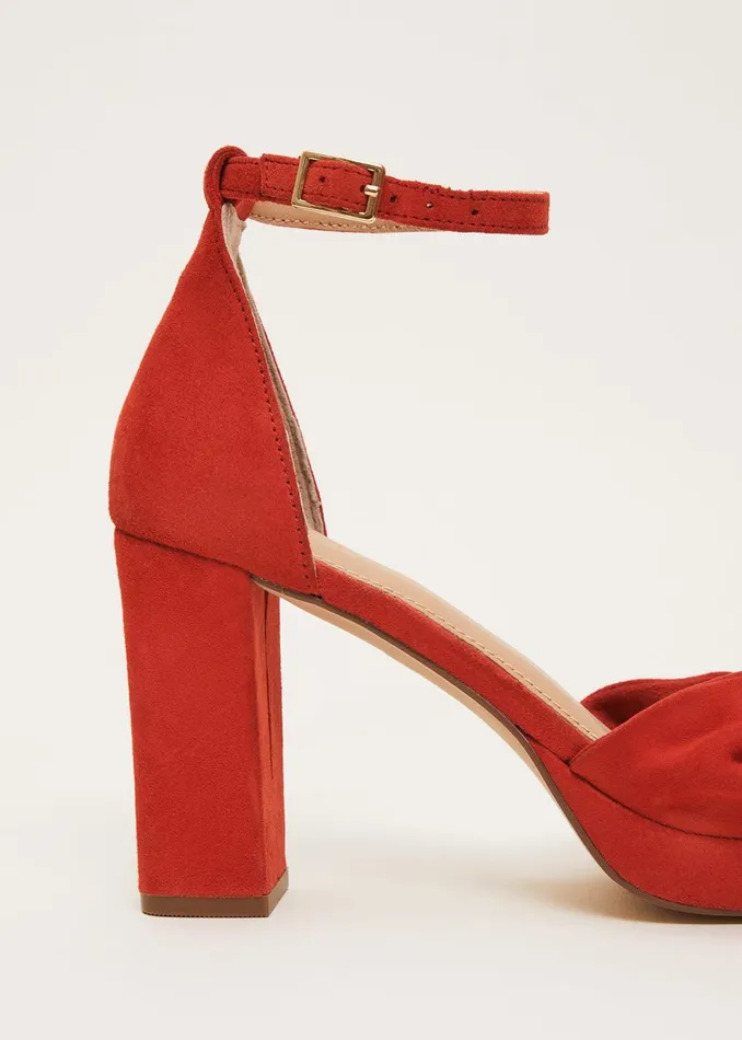 Women Phase Eight Occasion Shoes Red Suede Open Toe Heels Red