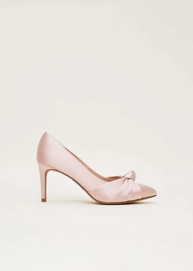 Women Phase Eight Occasion Shoes Satin Knot Front Court Shoe Antique Rose