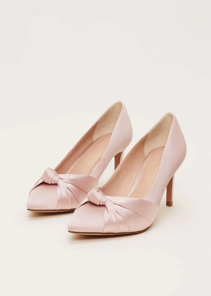 Women Phase Eight Occasion Shoes Satin Knot Front Court Shoe Antique Rose