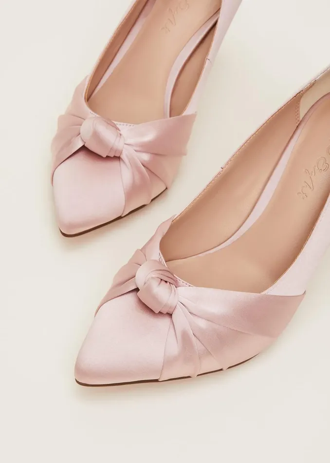 Women Phase Eight Occasion Shoes Satin Knot Front Court Shoe Antique Rose