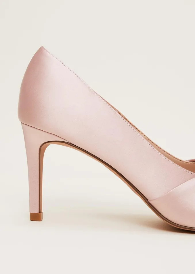 Women Phase Eight Occasion Shoes Satin Knot Front Court Shoe Antique Rose
