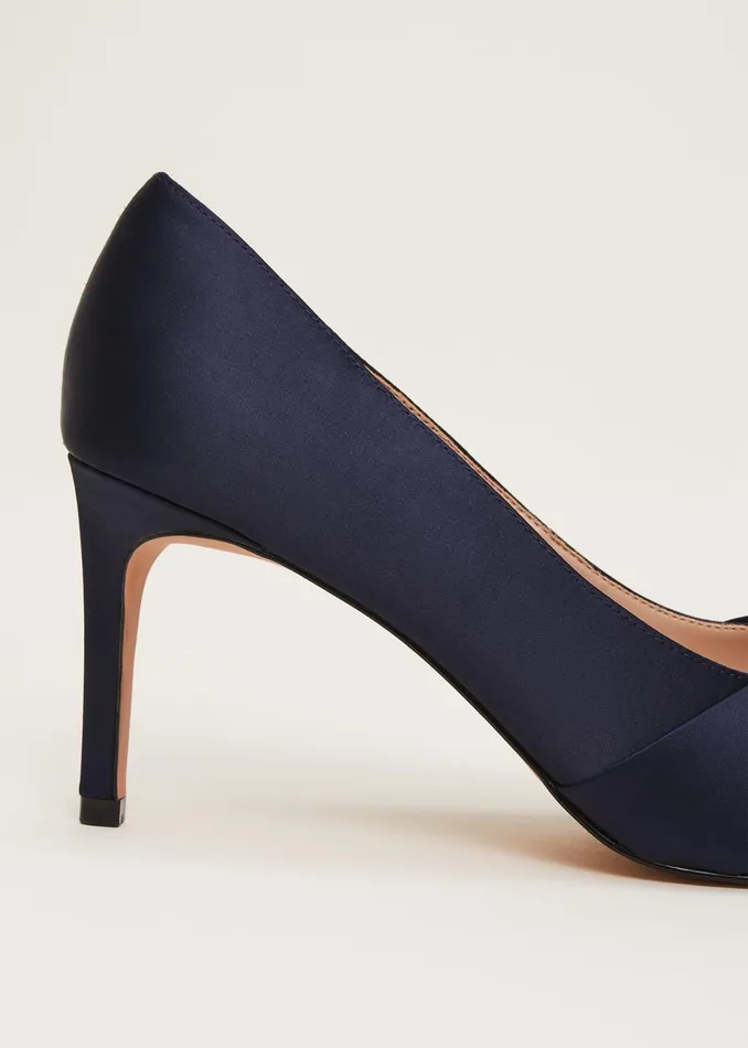 Women Phase Eight Occasion Shoes Satin Knot Front Court Shoe Navy