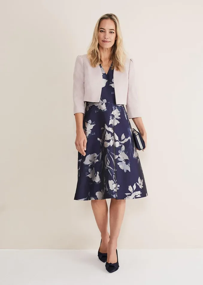 Women Phase Eight Occasion Shoes Satin Knot Front Court Shoe Navy