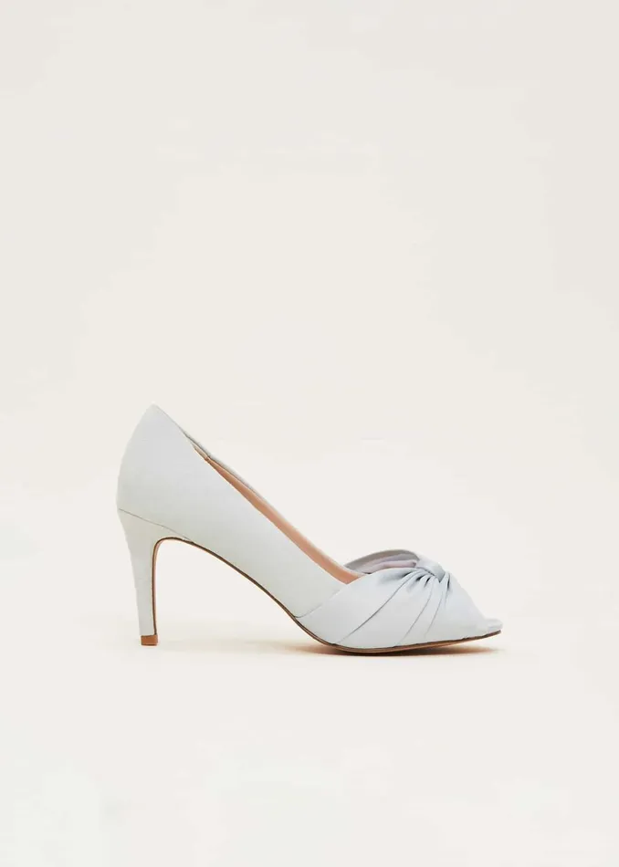 Women Phase Eight Occasion Shoes Satin Twist Peeptoe Shoe Eau De Nil