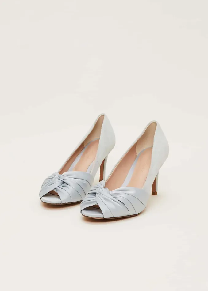 Women Phase Eight Occasion Shoes Satin Twist Peeptoe Shoe Eau De Nil