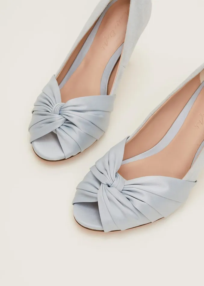 Women Phase Eight Occasion Shoes Satin Twist Peeptoe Shoe Eau De Nil