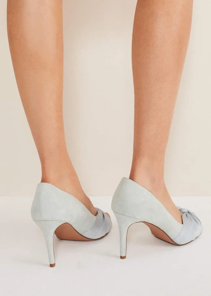 Women Phase Eight Occasion Shoes Satin Twist Peeptoe Shoe Eau De Nil