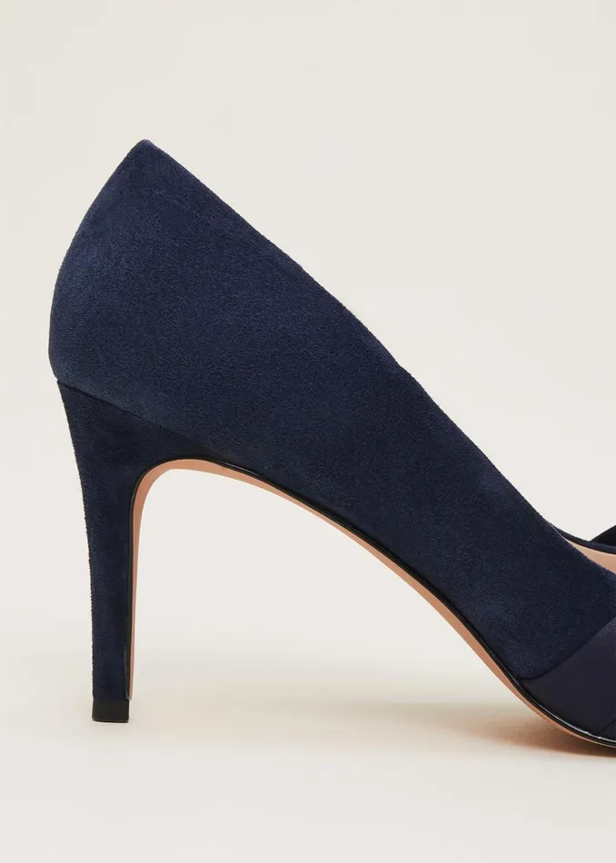 Women Phase Eight Occasion Shoes Satin Twist Peeptoe Shoe Navy