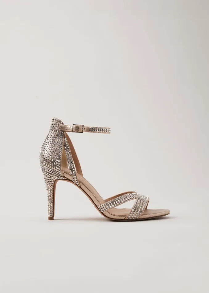 Women Phase Eight Occasion Shoes Silver Sparkly Open Toe Heels Silver