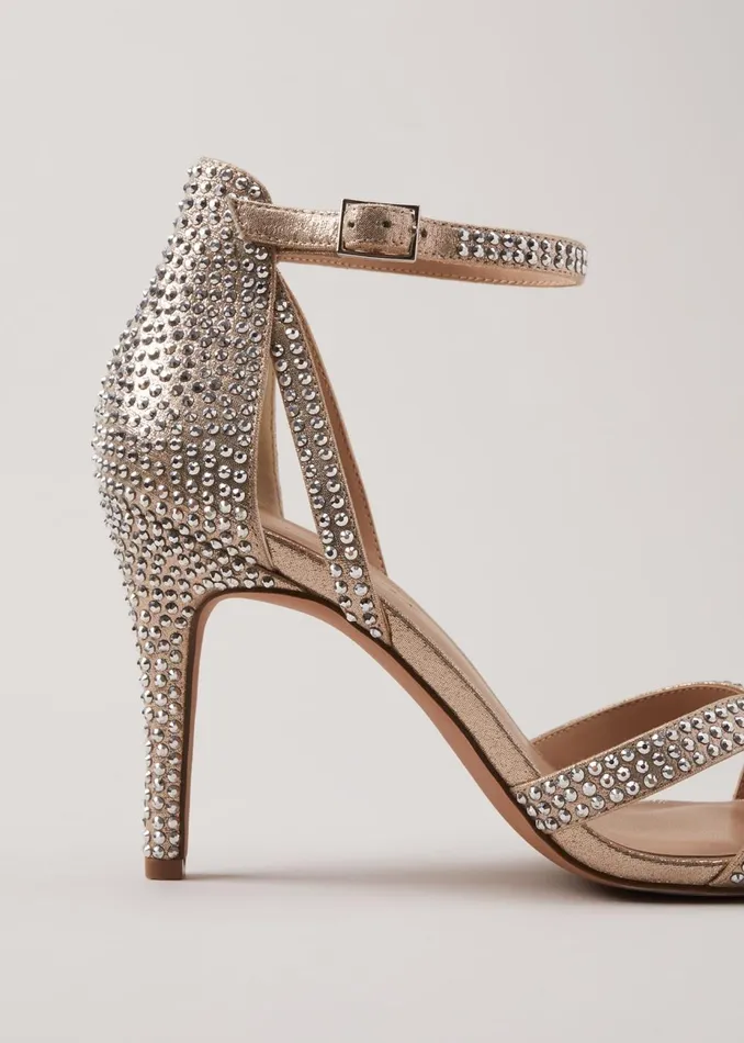 Women Phase Eight Occasion Shoes Silver Sparkly Open Toe Heels Silver