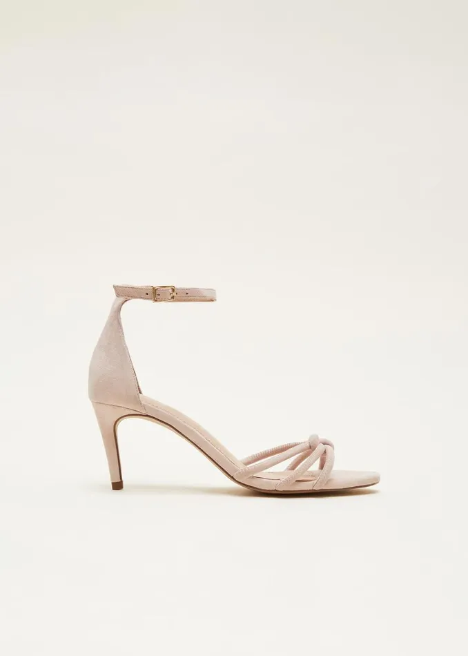 Women Phase Eight Occasion Shoes Suede Knotted Barely There Sandal Cameo