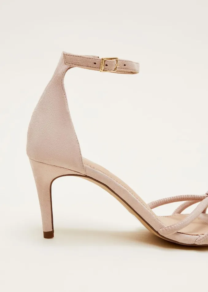 Women Phase Eight Occasion Shoes Suede Knotted Barely There Sandal Cameo