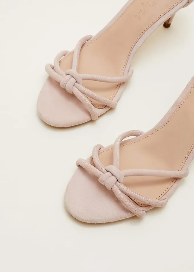 Women Phase Eight Occasion Shoes Suede Knotted Barely There Sandal Cameo