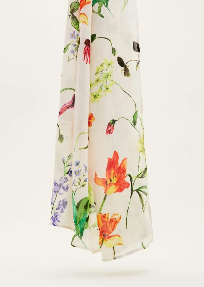 Women Phase Eight Scarves Bouquet Floral Lightweight Scarf Ivorymulti