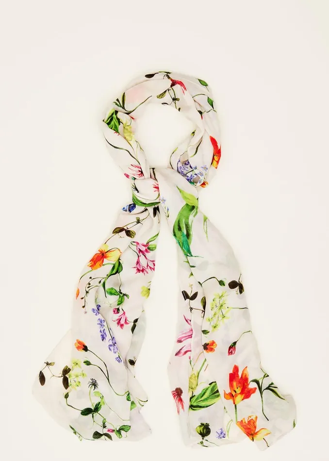 Women Phase Eight Scarves Bouquet Floral Lightweight Scarf Ivorymulti