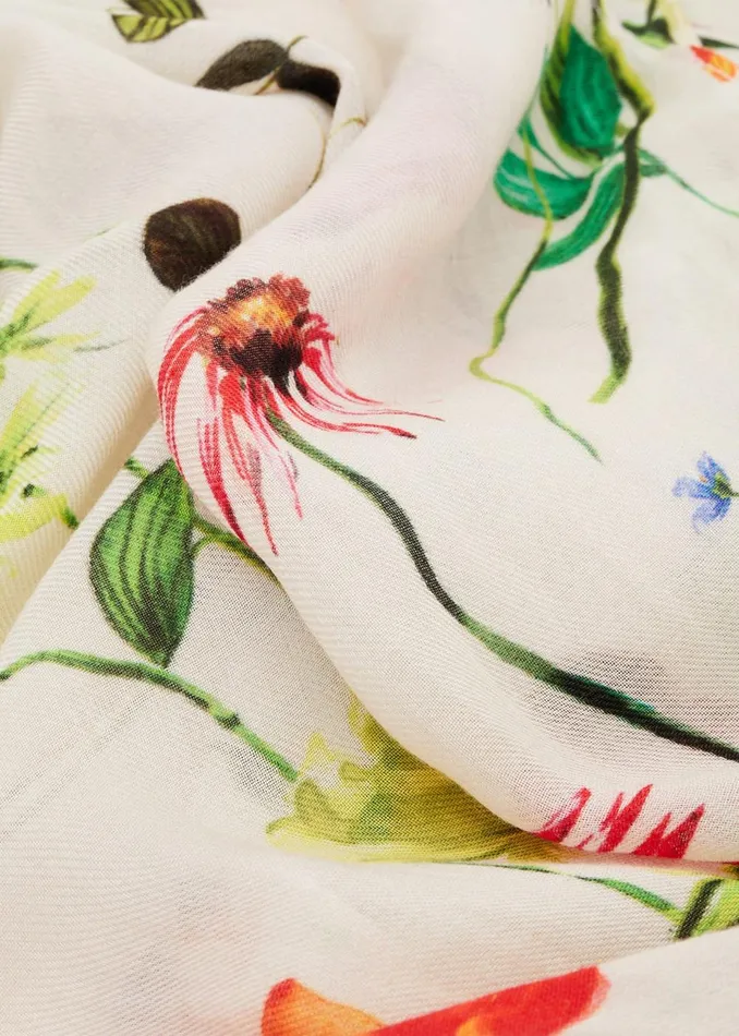 Women Phase Eight Scarves Bouquet Floral Lightweight Scarf Ivorymulti