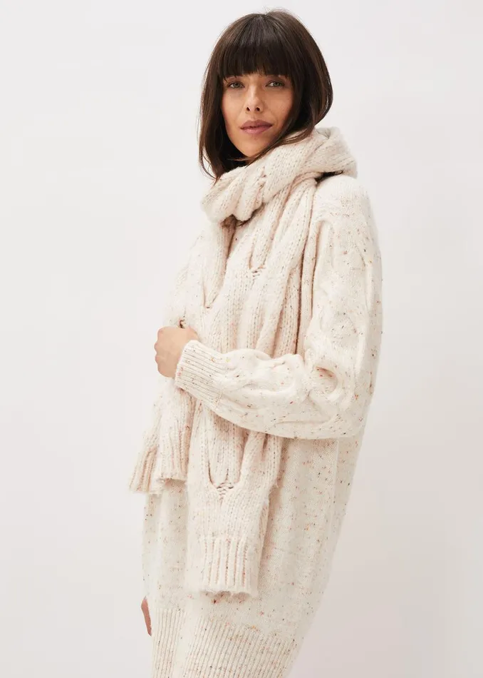 Women Phase Eight Scarves Cattie Cable Scarf Neutral