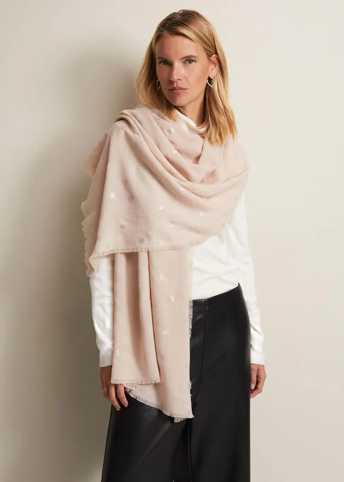 Women Phase Eight Scarves Foil Spot Scarf Neutral