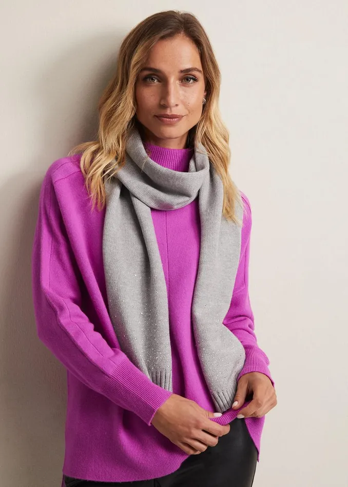 Women Phase Eight Scarves Grey Sparkly Scarf Pale Grey