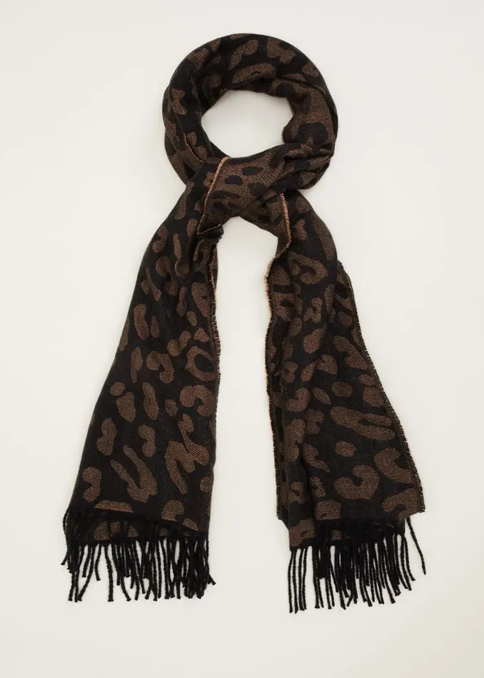 Women Phase Eight Scarves Leopard Scarf Black Multi