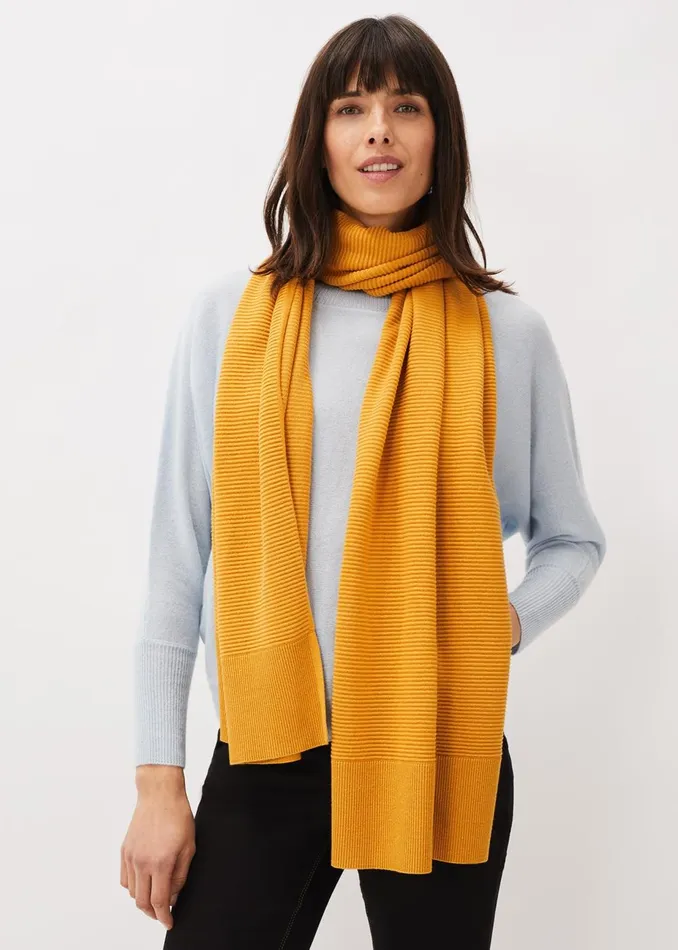 Women Phase Eight Scarves Lorell Ribbed Texture Scarf Mustard