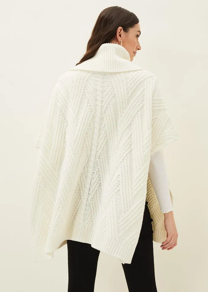 Women Phase Eight Scarves Melly Cable Knit Cape Winter White