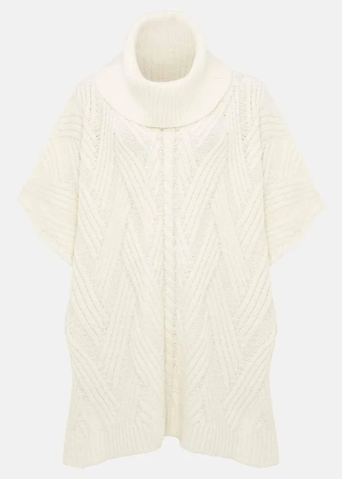 Women Phase Eight Scarves Melly Cable Knit Cape Winter White
